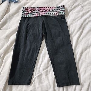 PINK Yoga Victoria's Secret  Foldover Leggings Crop Pink Aztec Sequin Bling